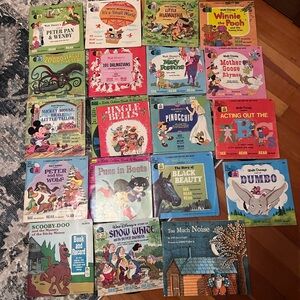 19 Vintage See, Hear, and Read Disney Colorful Storybooks with Record Sets